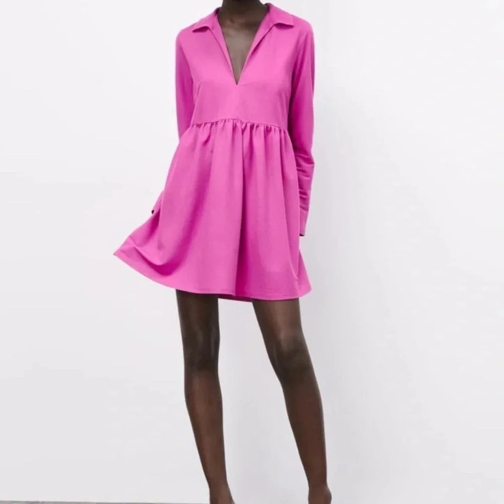 Zara Magenta Dress. Small. Very small stain, see last pic
